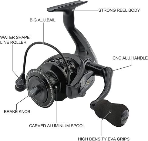 Fishdrops Spinning Fishing Reels 12+1BB Ultra Lightweight Carved Aluminum Spool Reels Affordable Smooth Spinning Reels in Saudi Arabia