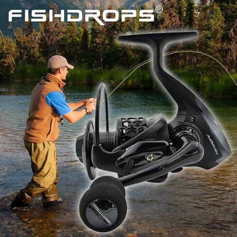 Fishdrops Spinning Fishing Reels 12+1BB Ultra Lightweight Carved Aluminum Spool Reels Affordable Smooth Spinning Reels in Saudi Arabia
