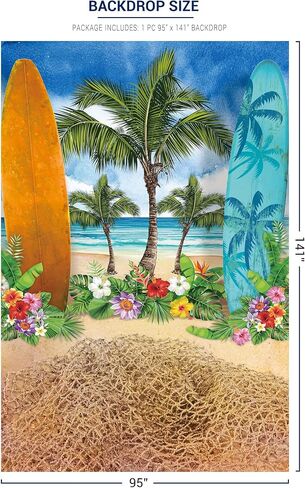 Allenjoy Summer Beach Ocean Backdrops for Photography Blue Sky Seaside Surfboard Background Tropical Palm Trees Kids Girls 1st Birthday Party Decor Banner Baby Shower 5x7ft Photoshoot Photo Booth Prop in Saudi Arabia