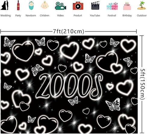 خلفية صور من أوائل العقد الأول من القرن الحادي والعشرين مقاس 7 × 5 أقدام Y2k، خلفية وردية لامعة على شكل قلب الحب للفتيات، خلفية تصوير فوتوغرافي لحفلات الأزياء المبكرة Y2k، لوازم حفلات أعياد الميلاد (2.1 × 1.5 متر) in Kuwait