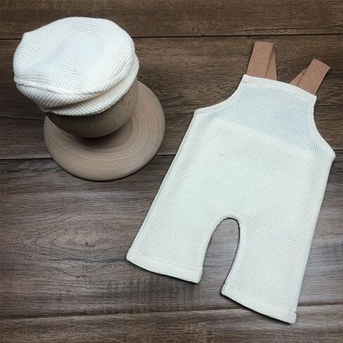 Newborn Boy Photography Outfits Baby Photo Outfit Gentleman Photoshoot Prop Beret Hat Suspender Pant Set Girl in Saudi Arabia