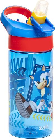 زجاجة مياه للأطفال من Zak Designs Sonic the Hedgehog مع غطاء صنبور وحلقة حمل مدمجة، مصنوعة من البلاستيك المتين، تصميم زجاجة مياه مانعة للتسرب للسفر (17.5 أونصة، غير BPA، عبوة من 2) in Kuwait