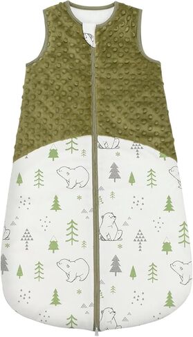 Baby Sleep Sack, 1.5 TOG Baby Wearable Blanket with Plush Minky Dot Sleeveless Cotton Toddler Sleeping Sack with 2-Way Zipper for Newborn Infants, Blue, S(0-6 Months) in Saudi Arabia