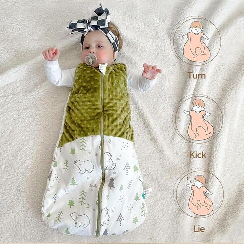 Baby Sleep Sack, 1.5 TOG Baby Wearable Blanket with Plush Minky Dot Sleeveless Cotton Toddler Sleeping Sack with 2-Way Zipper for Newborn Infants, Blue, S(0-6 Months) in Saudi Arabia