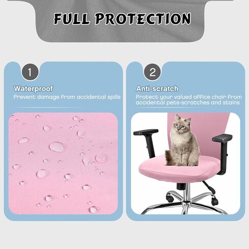 3 Pieces Headrest Chair Cover Office Chair Cover Rolling Desk Chair Cover Gaming Chair Covers Stretch Washable Computer Chair Slipcovers for Swivel Chair Armchair Computer Boss Chair (Light Pink) in Kuwait