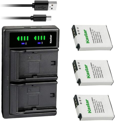 Kastar 2-Pack Battery and LTD2 USB Charger Replacement for Nikon Coolpix S1100pj, Coolpix S1200pj, Coolpix S6000, Coolpix S6100, Coolpix S6150, Coolpix S6200, Coolpix S6300, Coolpix S8000 Cameras in Saudi Arabia