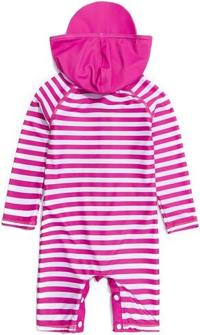 BONVERANO Baby Girls Swimsuit UPF 50+ Sun Protection, Zip Front Hoodie Long Sleeve One Piece Swimwear, Toddler Bathing Suit in Kuwait