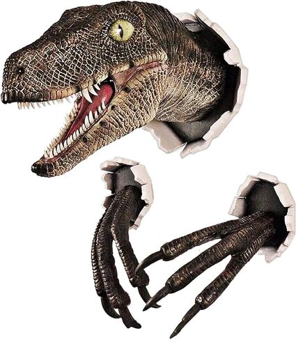 3D Dinosaur Wall Sculpture Set - Lifelike 3D Wall Sculpture Set for Kids' Bedrooms & Home Decor - Realistic Dino Head, Claws, and Eyes - Ideal Gift for Dino Enthusiasts with Gift Box Packaging in Kuwait