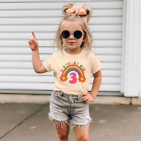 Rainbow Birthday Girl Shirt for Baby Toddler Girls Birthday Tees Outfits Kids Cute Party Gift T-Shirt Tops 1-7 Years in Saudi Arabia
