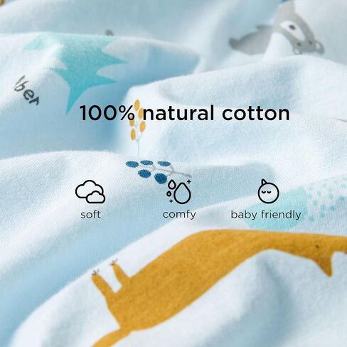بطانية Duomiaomiao 1.5 TOG يمكن ارتداؤها 3-4T 100% قطن في الفصول الأربعة بسحاب مفتوح من الجانب كيس نوم للأطفال مع أقدام، حقيبة نوم للأطفال قابلة للتنفس in Kuwait