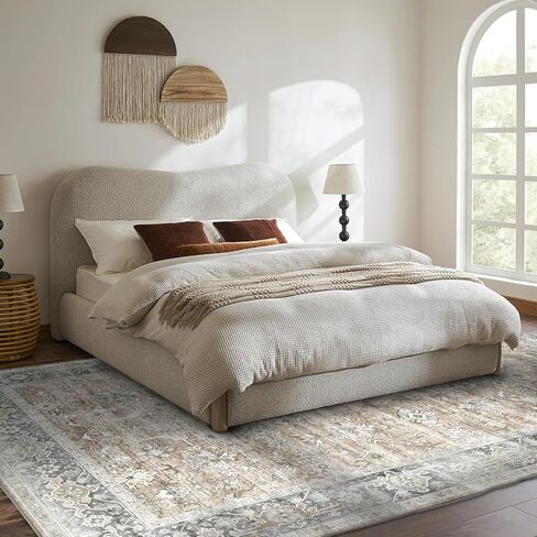 سجاد منطقة QD-Udreamy مقاس 5 × 7 - سجاد قابل للغسل في الغسالة لغرفة المعيشة، سجادة منطقة بظهر مانع للانزلاق، سجادة ميدالية عتيقة مقاومة للبقع لغرفة النوم، سجاد بوهو رفيع للغاية لمساحة كبيرة لديكور المنزل in Saudi Arabia
