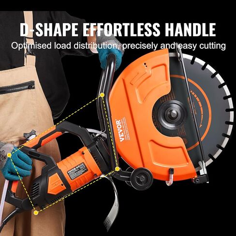 VEVOR Electric Concrete Saw, 16 in, 3200 W Motor Circular Saw Cutter | Max. 6 in Adjustable Cutting Depth, Wet Disk Cutter, Includes Water Line, Pump and Blade, For Stone, Brick in Saudi Arabia