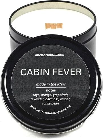 Anchored Northwest - Sea Salt & Orchid Travel Tin Candle, 6oz Black Metal Tin, American Cedar Wood Wick, Hand Poured, Essential Oil Blend 100% Soy Wax, 35+ Hour Burn in Kuwait