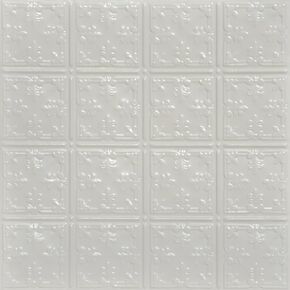 Shanko SKPC210-wh-24x24-N-6 Florentine Stamped Metal Nail-up Tin Ceiling Tile (24 sq. ft), White, Pack of 6