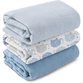GLLQUEN BABY 4-Pack Muslin Swaddle Blankets for Unisex, Soft Breathable Receiving Blankets Neutral, Baby Swaddle Blanket for Boys and Girls, Newborn Essentials
