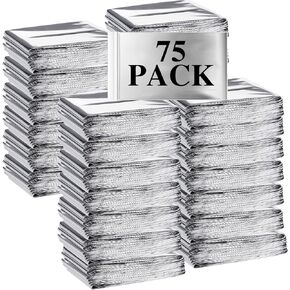 Macarrie 180 Pack Emergency Foil Thermal Blankets Silver Foil Survival Blanket Space Blanket Survival Kit for Outdoors, Camping, Hiking, Homeless, Survival or First Aid, Silver