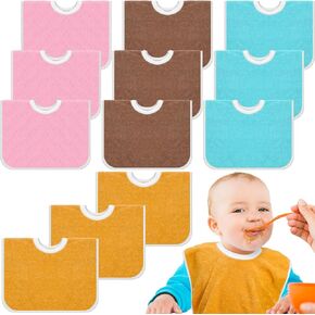 Bonuci 12 Pack Toddler Bibs Baby Bibs Full Coverage Bibs for Girls Boys Absorbent Pullover Slip on Cotton Bib for Newborn