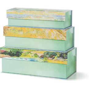 Blue Botanical Decorative Storage Boxes with Lids - Set of 3: White Floral Memory Keepsake Boxes with Magnetic Closure, Cardboard Storage for Photos, Organizing and Home Décor, Lovely Gift Boxes