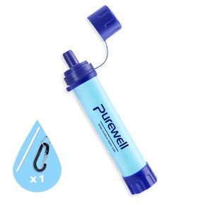 Purewell Outdoor Water Filter Personal Water Filtration Straw Emergency Survival Gear Water Purifier for Camping Hiking Climbing Backpacking