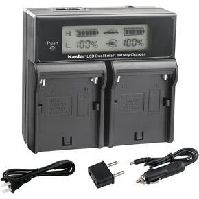 Kastar NP-F980EXP CH04 Dual Fast Charger Compatible with Yongnuo YN216 YN300 YN300-III YN600 YN600L II YN900 YN900 II YN1200 LED Video Light