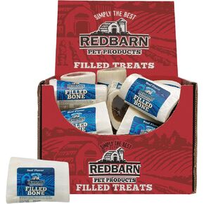 Redbarn Filled Dog Bones (Peanut Butter, Cheese N' Bacon, Beef), Natural Long-Lasting Dental Treats; Suitable for Aggressive Chewers. (Beef, Small (3") - 1 Bone)