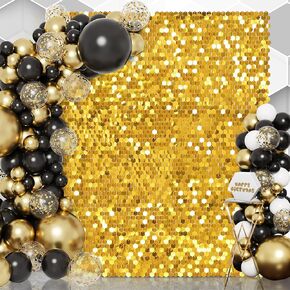 Hexagon Shimmer Wall Backdrop Iridescent Silver Sequin Wall Panel Backdrop Decor for Wedding, Anniversary, Birthday, Party Wall Decoration-24 Panels