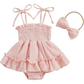 Meihuida Newborn Baby Girl Sleeveless Rompers Summer Clothes Cotton Bodysuit with Headband in Kuwait