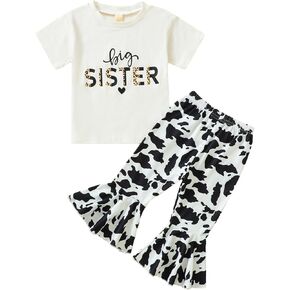 Rommioluya Big Sister Little Sister Outfits, Big Sister Toddler Shirt Newborn Baby Clothes Gifts