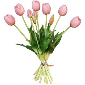 10 Pcs Fake Tulips Tulips Artificial Flowers Real Touch Fake Flowers Artificial Flower Bouquet for Home Table Party Wedding Decoration(Black)