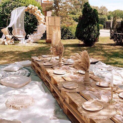 SREED 20 Pcs 23 Inch Tall Fluffy Pampas Grass XL Size White Dry Pompous Grass Decor Wedding Flower Boho Decor Natural Pompas Flower Bouquet(White, 23 inch) in Kuwait