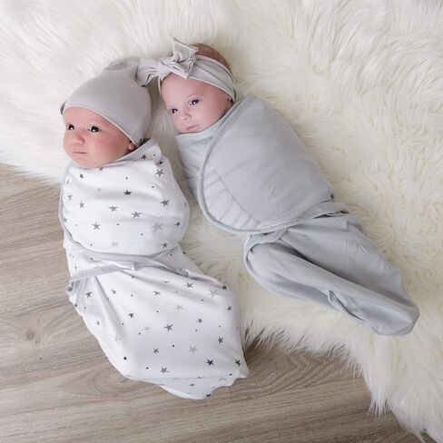 Ely's & Co. Adjustable Swaddles for Newborn, Baby Swaddles 0-3 Months, Swaddle Sack for Baby Girl/Boy, 2 Pack (Grey Star) in Saudi Arabia