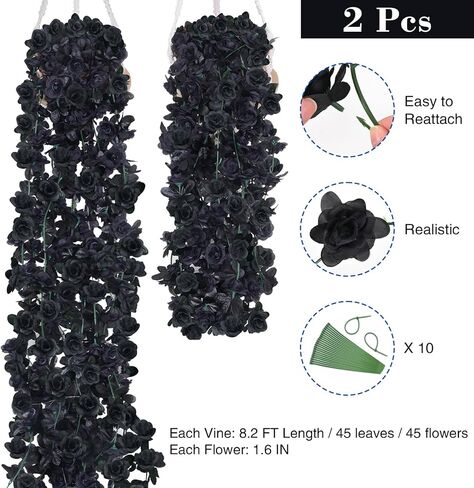BLEUM CADE 2PCS 16.4Ft زهرة إكليل الزهور الاصطناعية فاينز لغرفة النوم، لطيف وهمية شنقا زهرة فاينز زخارف إكليل الزهور لحفل زفاف جدار غرفة الديكور الجمالية in Kuwait
