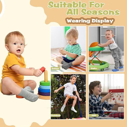 HYCLES Toddler Grip Socks, Non Slip Kid Socks Floor Skid Sock with Gripper for 1-10T Boy Girl 6-12 Months Baby in Kuwait