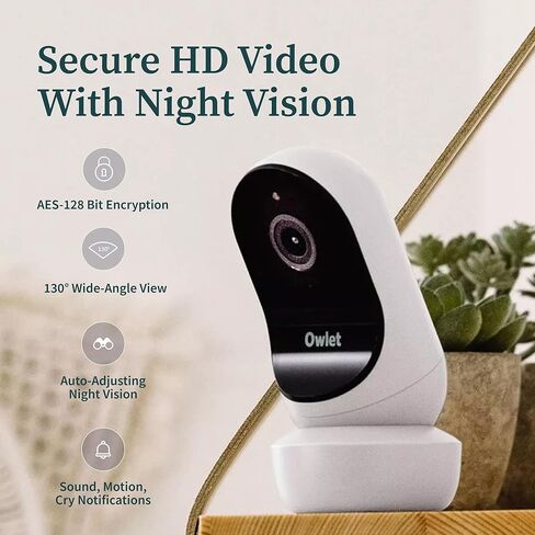 جهاز مراقبة الأطفال الذكي Owlet Dream Duo 2 - جهاز مراقبة الطفل بالفيديو عالي الدقة 1080 بكسل مع جورب الأحلام - جهاز مراقبة قدم الطفل ومستشعر يتتبع مستويات ضربات القلب والأكسجين عند الرضع وحديثي الولادة in Kuwait