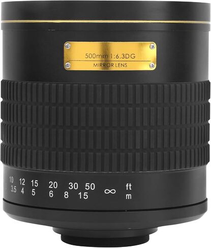 Telephoto Mirror Lens, 500mm F6.3 Telephoto Lens Alloy Optical Glass Manual Focusing SLR Camera Mirror Lens for Olympus M4/3 Mount Camera (Black) in Saudi Arabia