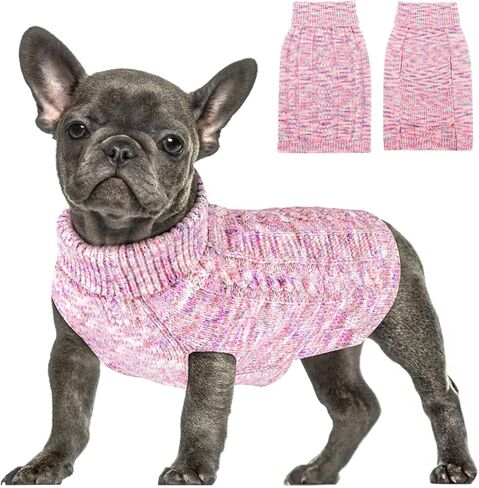 سترة Lukovee للكلاب الصغيرة - سترة للكلاب بياقة مدورة مع فتحة للمقود، بلوفر دافئ منسوج بكابل للشتاء والخريف ملابس للكلاب الصغيرة للكلاب الصغيرة والمتوسطة والبنات (أزرق، XS) in Kuwait