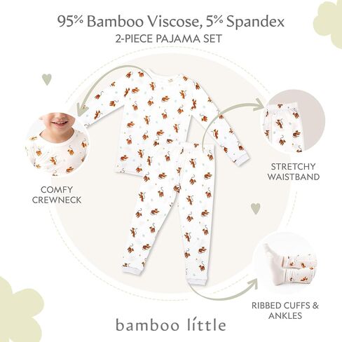 Toddler Pajamas - Soft, Breathable Long-Sleeve Pajama Set for Kids | Soft, Breathable Long-Sleeve Pajama Set for Kids, Imported, Kids Sleepwear, 95% Viscose Derived from Bamboo, 5% Spandex in Saudi Arabia