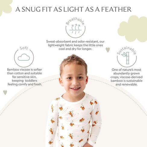 Toddler Pajamas - Soft, Breathable Long-Sleeve Pajama Set for Kids | Soft, Breathable Long-Sleeve Pajama Set for Kids, Imported, Kids Sleepwear, 95% Viscose Derived from Bamboo, 5% Spandex in Saudi Arabia