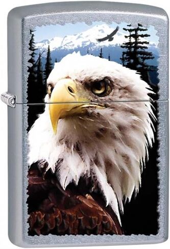 Zippo Eagles Dare Pocket Lighter - Refillable Flip-Top Windproof Lighters - Fierce Soaring Eagle Patriotic Design Pocket Lighters - Luxury Metal Lighter Made in USA in Kuwait