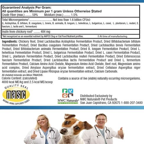 NWC Naturals Total-Biotics, Cat & Dog Probiotics for Digestive Health with Prebiotic, Unflavored Probiotic for Dogs & Cats, Supplement for Gut, Skin, Coat, Upset Stomach Relief, 365 Servings, 8 Ounces in Saudi Arabia