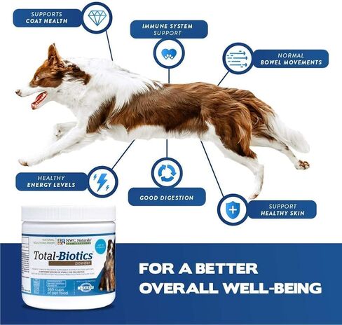 NWC Naturals Total-Biotics, Cat & Dog Probiotics for Digestive Health with Prebiotic, Unflavored Probiotic for Dogs & Cats, Supplement for Gut, Skin, Coat, Upset Stomach Relief, 365 Servings, 8 Ounces in Saudi Arabia