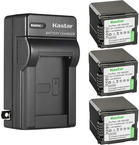 Kastar VW-VBG260 AC Wall Battery Charger Replacement for Panasonic HDC-HS100, HDC-HS100GK, HDC-HS200, HDC-HS250, HDC-HS250K, HDC-HS300, HDC-HS300K, HDC-HS300P, HDC-HS300PC, HDC-HS350 in Saudi Arabia