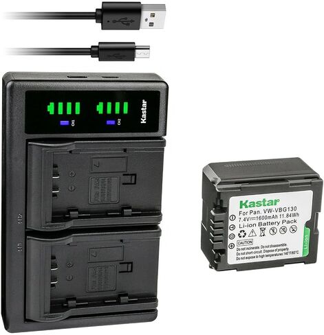 Kastar 4-Pack VW-VBG130 Battery and LTD2 USB Charger Replacement for Panasonic SDR-H40P, SDR-H41, SDR-H48GK, SDR-H50, SDR-H60, SDR-H60S, SDR-H60P, SDR-H68GK, SDR-H79, SDR-H79K, SDR-H79P, SDR-H80 in Saudi Arabia
