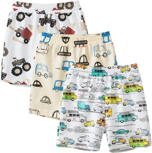 Toddler Boys Summer Knit Shorts with Pocket, 2/3/4 Pack Baby Pull-On Soft Active Shorts in Kuwait