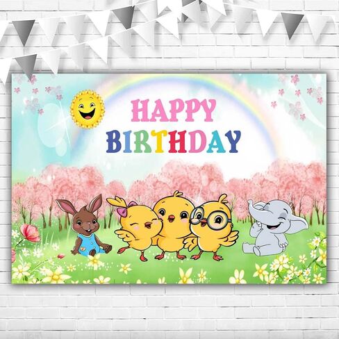 Canticos 1st Birthday Decorations Girl Banner 5x3ft Happy Birthday Canticos Little Chickies Backdrop for Birthday Party Supplies Vinyl Pink Cherry Floral Canticos Theme First Birthday Party Banner in Saudi Arabia