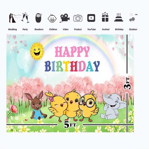 Canticos 1st Birthday Decorations Girl Banner 5x3ft Happy Birthday Canticos Little Chickies Backdrop for Birthday Party Supplies Vinyl Pink Cherry Floral Canticos Theme First Birthday Party Banner in Saudi Arabia