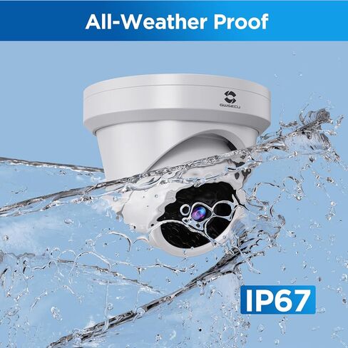 كاميرا GWSECU 3MP PoE Security IP Dome في الهواء الطلق مع ميكروفون/صوت، كاميرا مراقبة منزلية سلكية في الهواء الطلق، عدسة 2.8 مم بزاوية واسعة 110 درجة، IP67 100 قدم رؤية ليلية بالأشعة تحت الحمراء، D3U97M-V in Kuwait