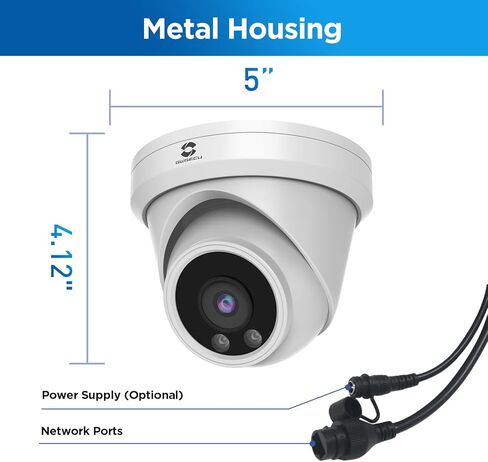 كاميرا GWSECU 3MP PoE Security IP Dome في الهواء الطلق مع ميكروفون/صوت، كاميرا مراقبة منزلية سلكية في الهواء الطلق، عدسة 2.8 مم بزاوية واسعة 110 درجة، IP67 100 قدم رؤية ليلية بالأشعة تحت الحمراء، D3U97M-V in Kuwait