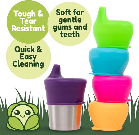 Silicone Sippy Cup Lids - Spill Proof, Fits Any Cup, BPA-Free, Durable & Soft for Babies & Toddlers, Quick to Attach - 5 Pack Silicone Lids for Cups (Purple, Pink, Green, Orange, Teal) in Saudi Arabia