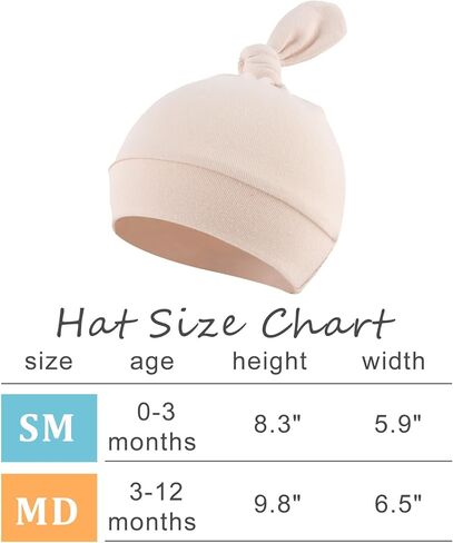 JANGANNSA Newborn Baby Hat Infant Baby Boys Beanie Top Knot Stretchy Hats for Girls 100% Organic Cotton in Kuwait